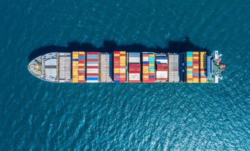 container ship on ocean