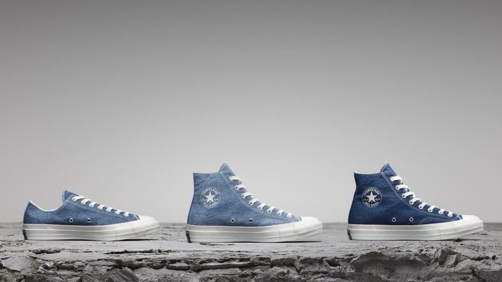 converse shoes in recycled denim fabric