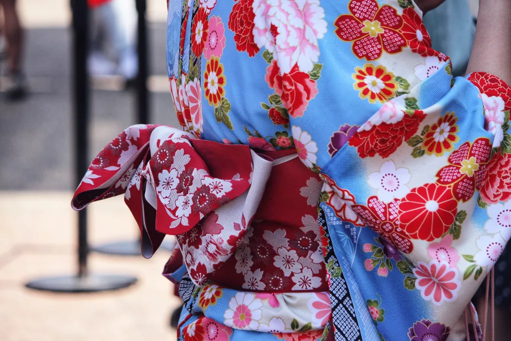 A vibrant kimono in Japan
