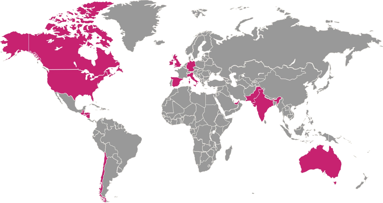 A map of the world and where Bank & Vogue operates