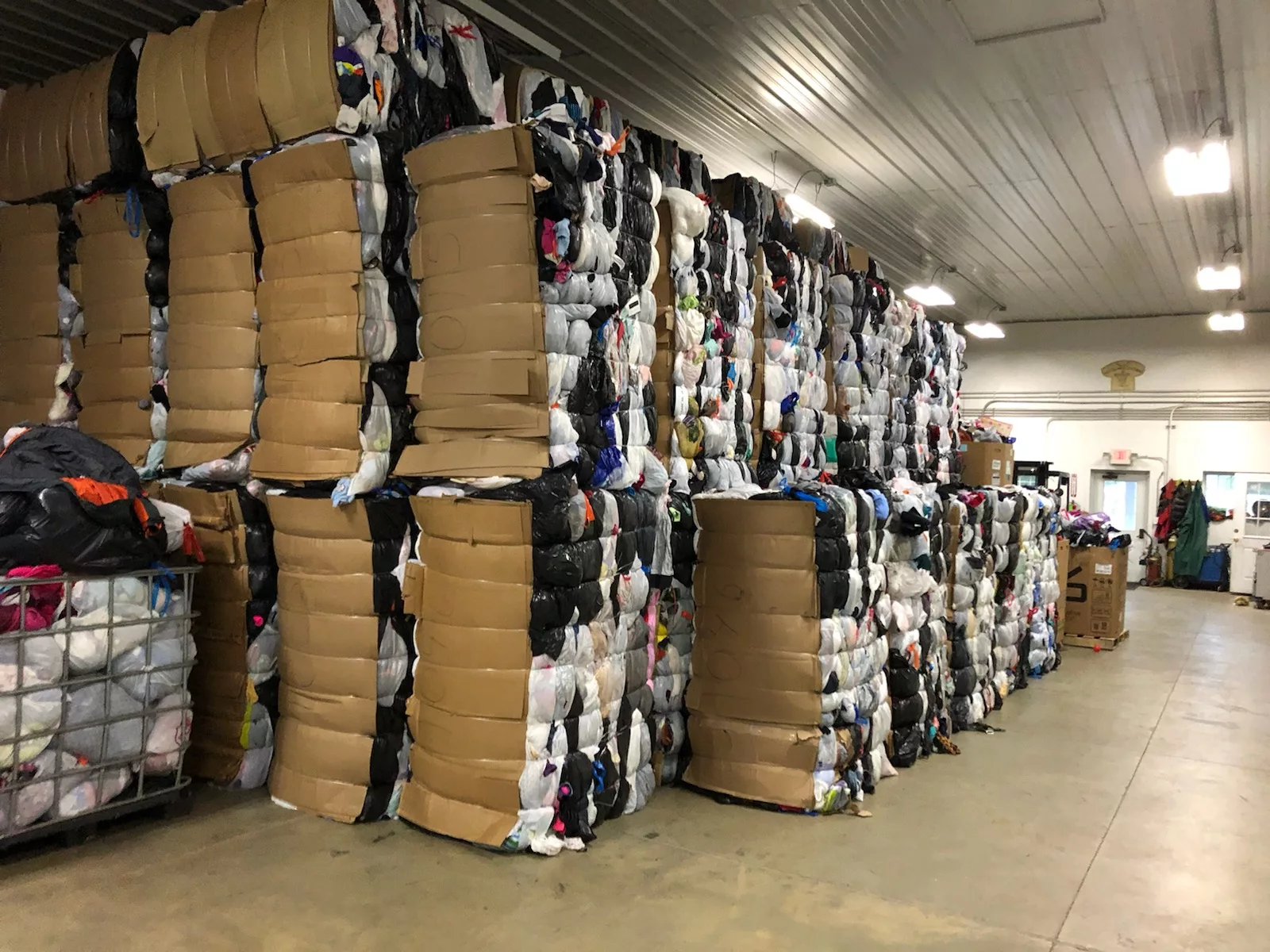 Bales of used clothing
