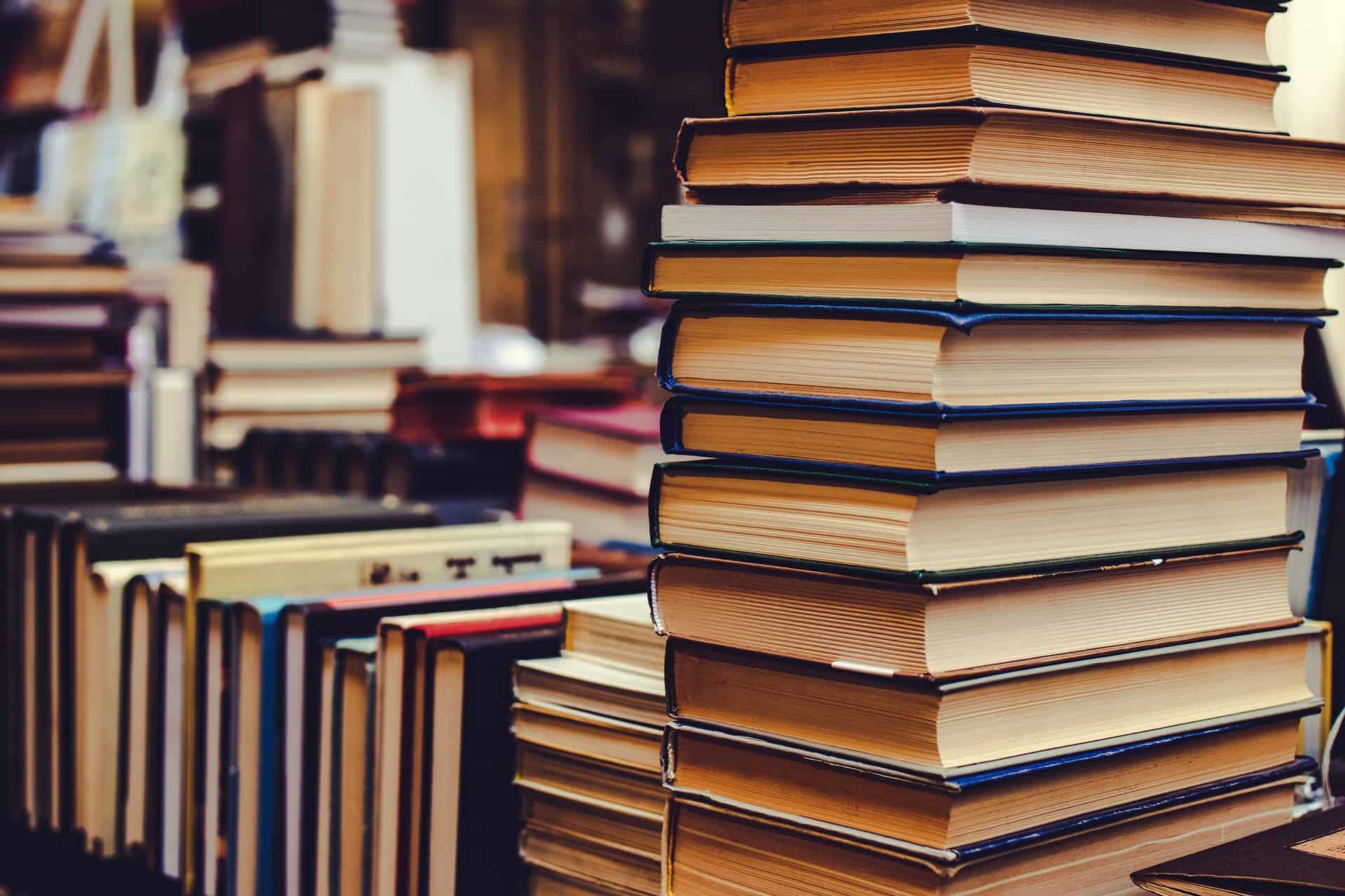 A stack of used books