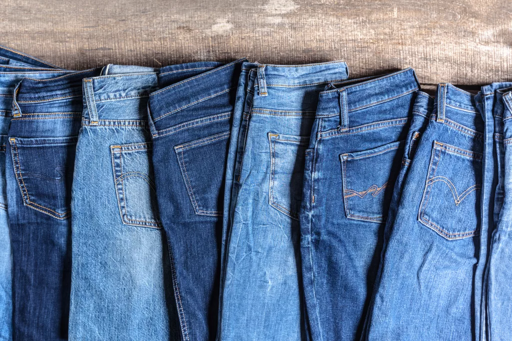 A line of blue jeans